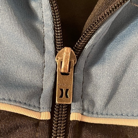 Hurley Track Jacket Full Zip Long Sleeve Embroidered Black Blue Gray L Vintage - Picture 6 of 10